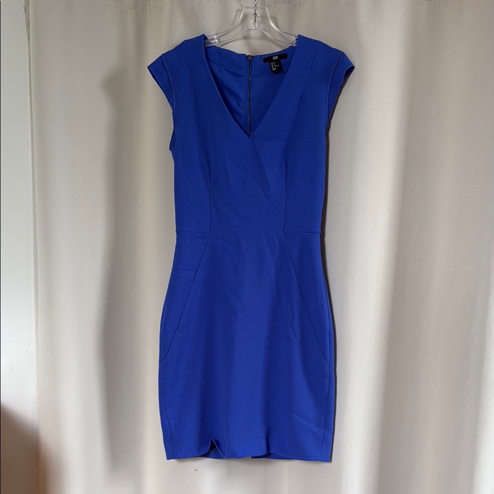 H&M Elegant Blue Cap Sleeve Dress